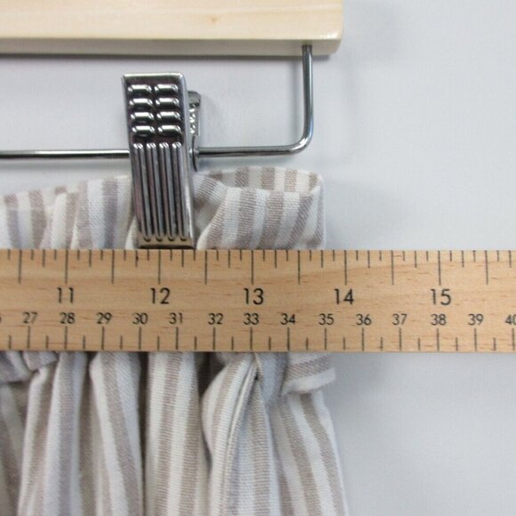 Johnny Was Jade Ciana Paper Bag Short Women L Beige Stripe Linen Cotton Belt 261 - Picture 7 of 10